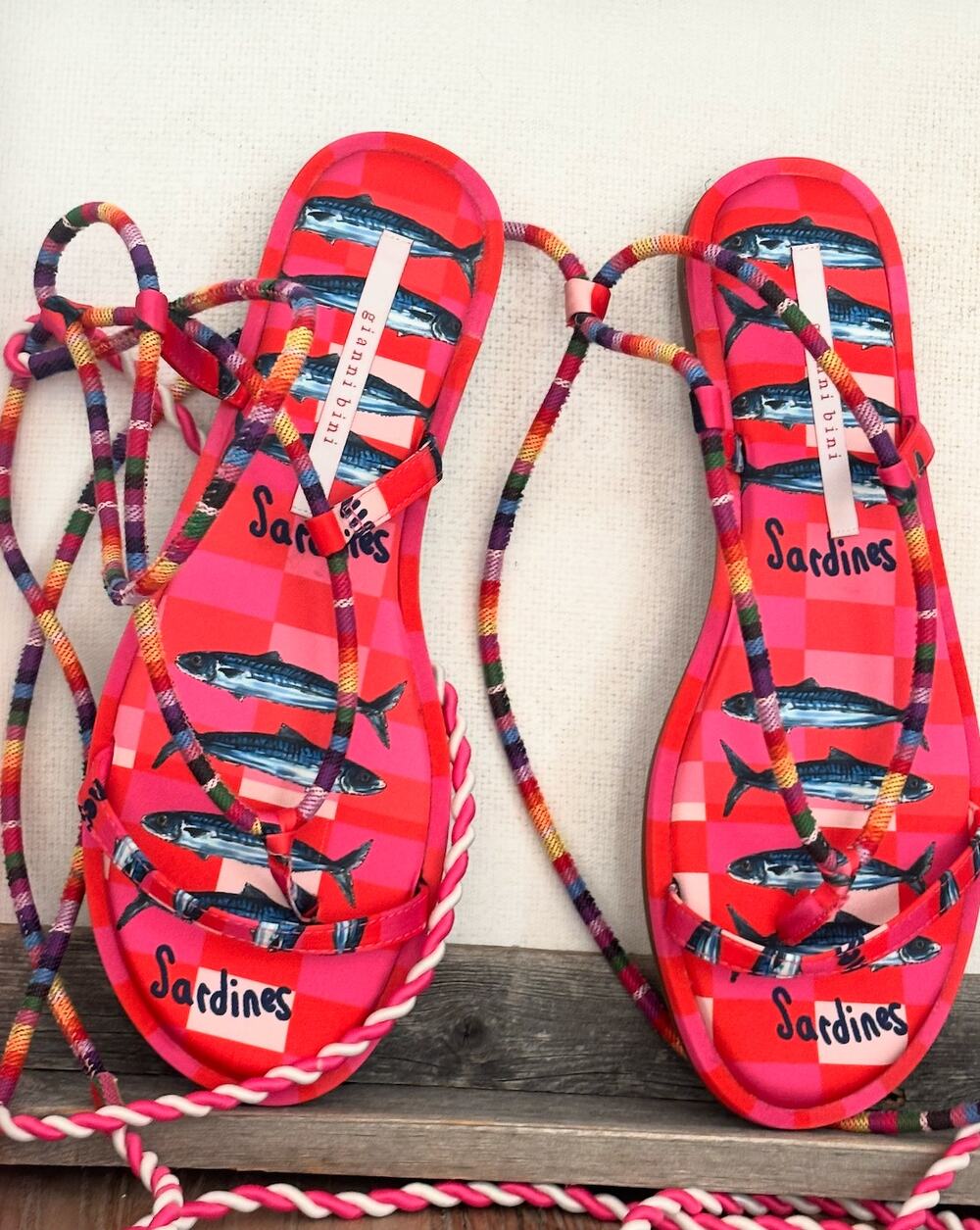 Gianni Bini Cayman Rainbow Ankle Wrap Flat Sandals NWOT Size 8.5